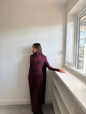Soft Drape & gather detail maxi dress in plum