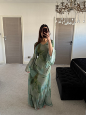 Chiffon tie back maxi dress in mint tie dye