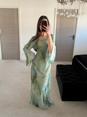 Chiffon tie back maxi dress in mint tie dye