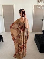 Chiffon Mixed floral batwing abaya