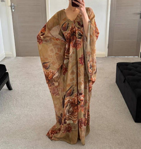 Chiffon Mixed floral batwing abaya
