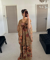 Chiffon Mixed floral batwing abaya