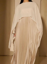 Pleated &chiffon mix cape occasion maxi dress