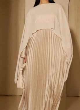 Pleated &chiffon mix cape occasion maxi dress