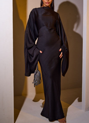 Cape sleeve detail satin tie back occasion maxi dress