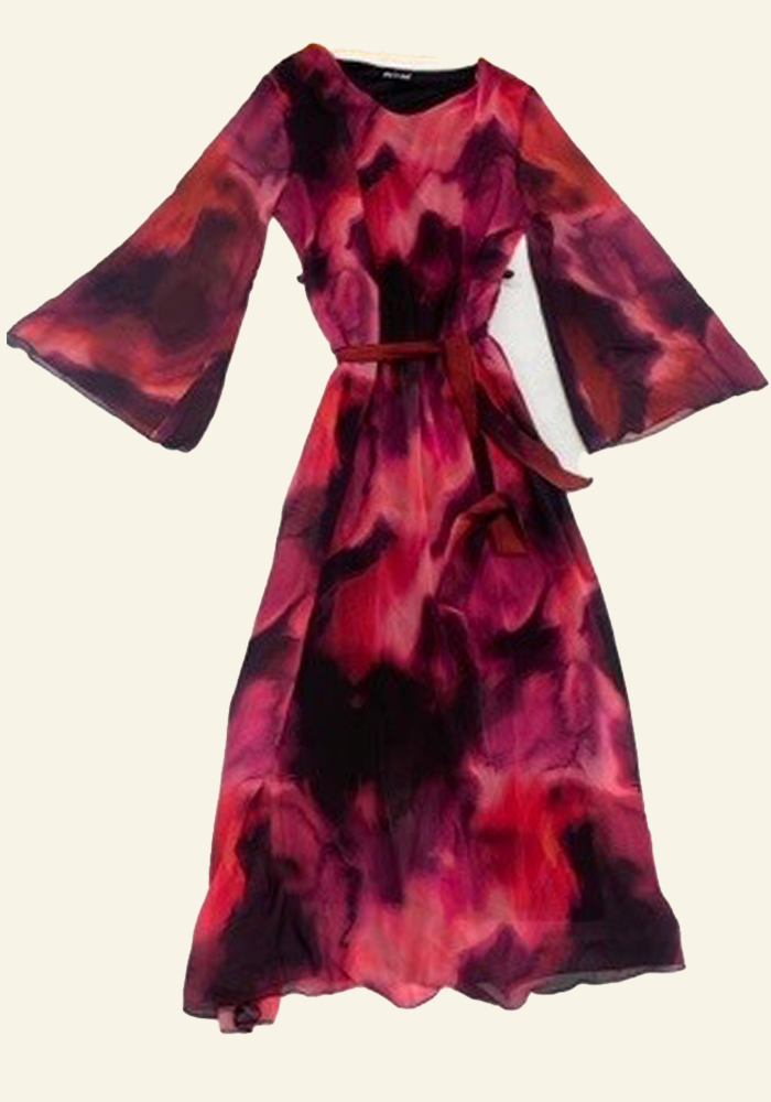 Tie Back Printed Chiffon Dress in ombre