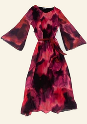 Tie Back Printed Chiffon Dress in ombre