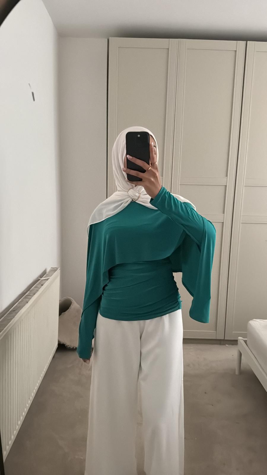 Cape drape &  ruched long top