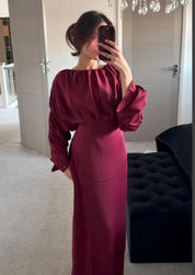 Pleat detail tie back occasion woven maxi dress