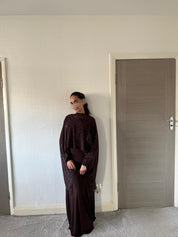 Glitter poncho 2 piece maxi dress in espresso brown