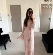 Pretty in pink floral mesh maxi dress