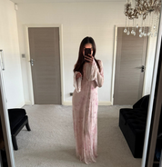 Pretty in pink floral mesh maxi dress