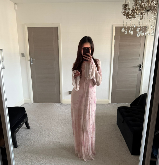 Pretty in pink floral mesh maxi dress