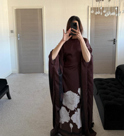 Batwing satin dress in flower
