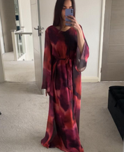 Tie Back Printed Chiffon Dress in ombre