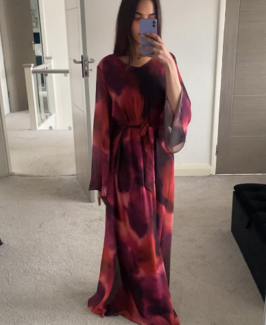 Tie Back Printed Chiffon Dress in ombre