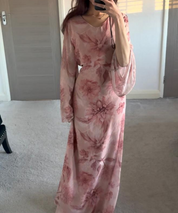 Tie back chiffon dress in blossom floral