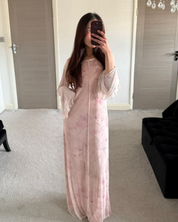 Pretty in pink floral mesh maxi dress