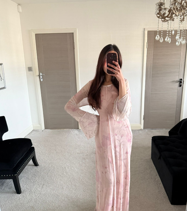 Pretty in pink floral mesh maxi dress