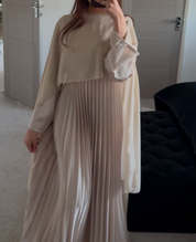 Pleated &chiffon mix cape occasion maxi dress