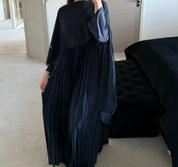 Pleated &chiffon mix cape occasion maxi dress