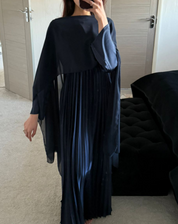 Pleated &chiffon mix cape occasion maxi dress