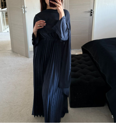 Pleated &chiffon mix cape occasion maxi dress