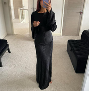 Plisse tie back double frill sleeve maxi dress