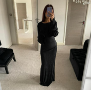 Plisse tie back double frill sleeve maxi dress