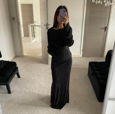 Plisse tie back double frill sleeve maxi dress