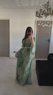 Chiffon tie back maxi dress in mint tie dye