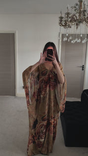 Chiffon Mixed floral batwing abaya