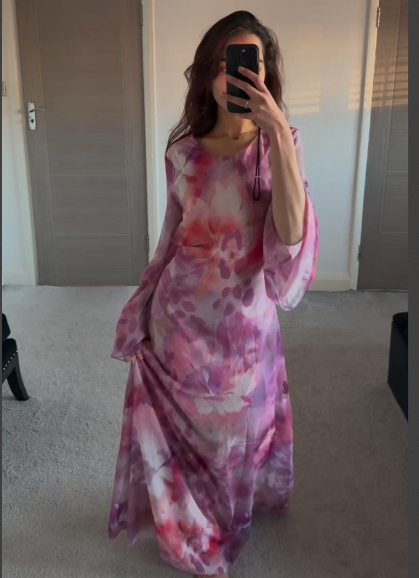 Chiffon tie back maxi dress in mix bloom leopard & floral