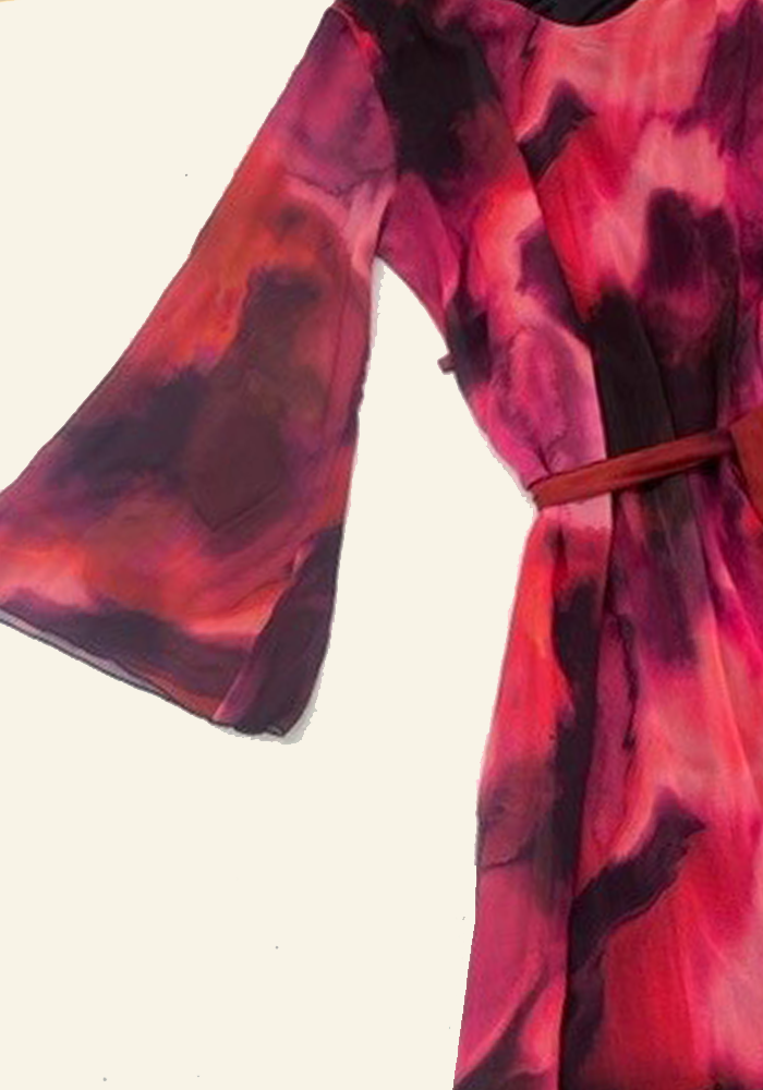 Tie Back Printed Chiffon Dress in ombre