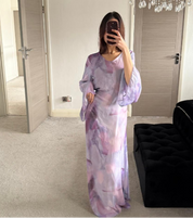 Tie back chiffon maxi dress in lilac sunset