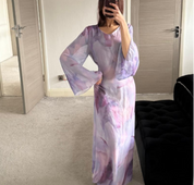 Tie back chiffon maxi dress in lilac sunset