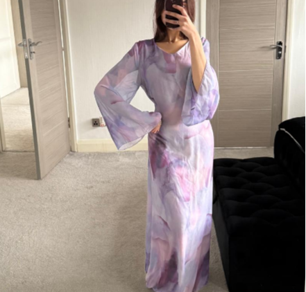 Tie back chiffon maxi dress in lilac sunset