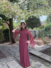 Princess seam mesh maxi dress in plum