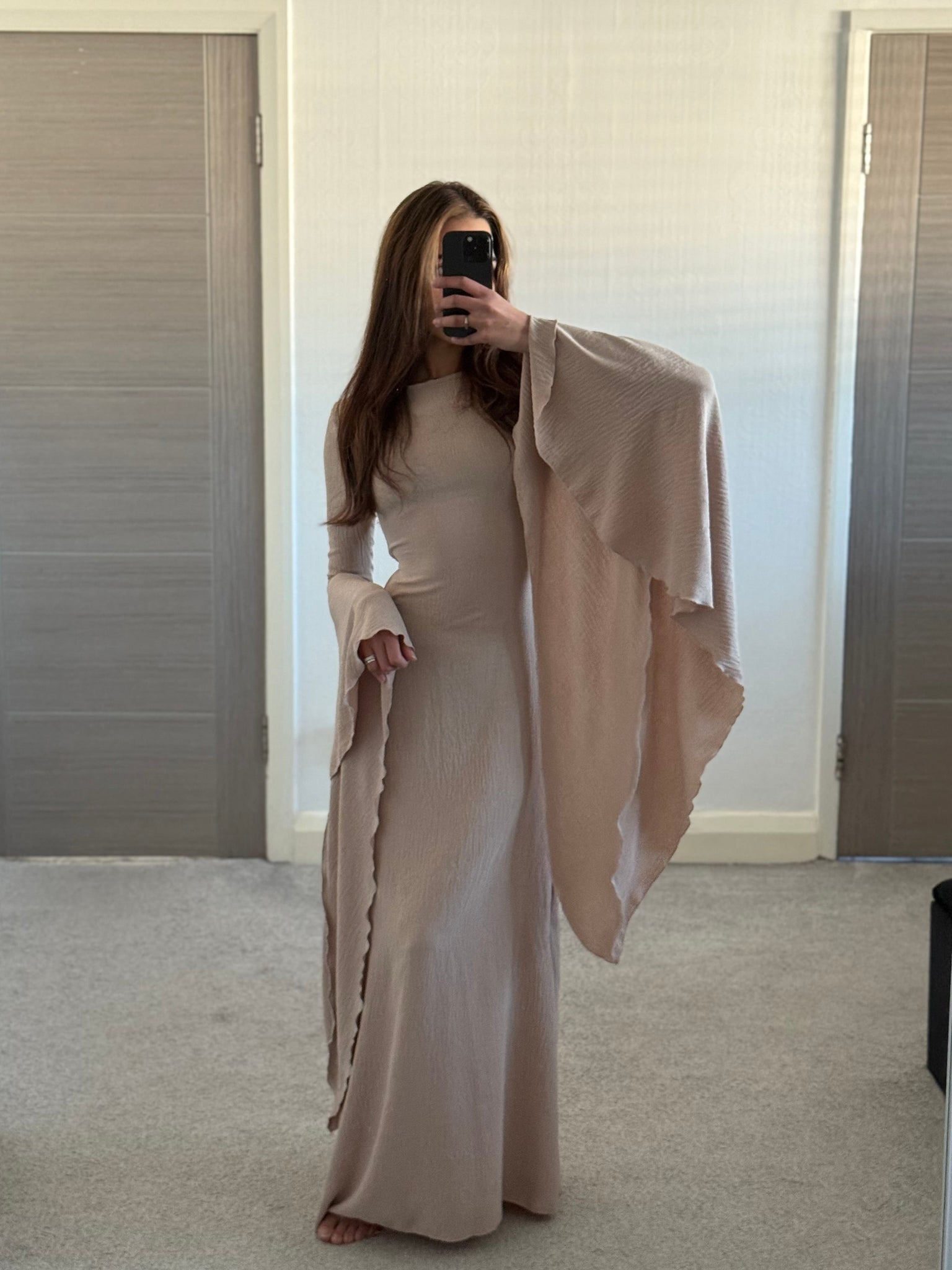 exaggerated sleeve maxi dress ASOS DESIGN exaggerated sleeves bias cut maxi dress with ruched waist in ombre