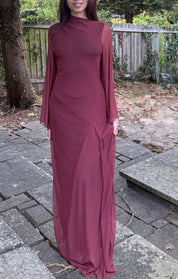Princess seam mesh maxi dress in plum