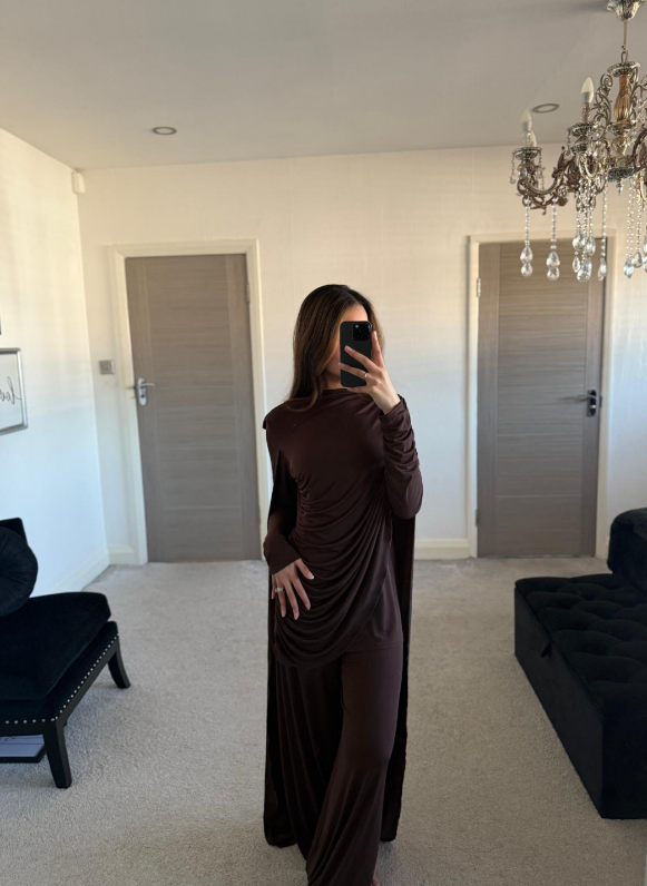 Drape & cape co ord in espresso brown