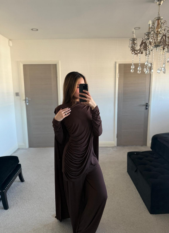Drape & cape co ord in espresso brown