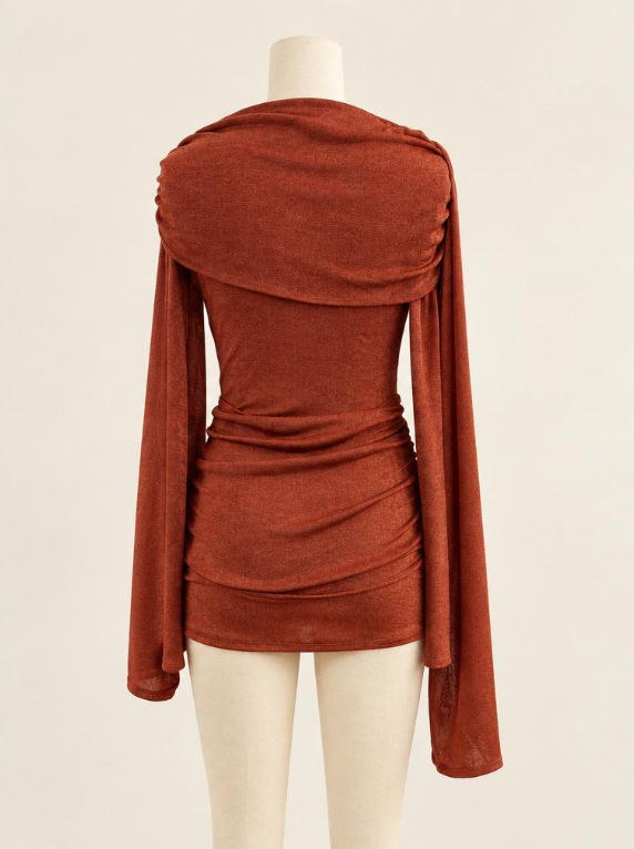 Modest drape top in rust