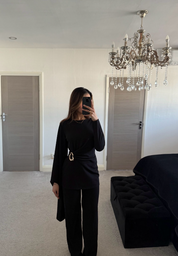 Cape sleeve trim detail co ord in black