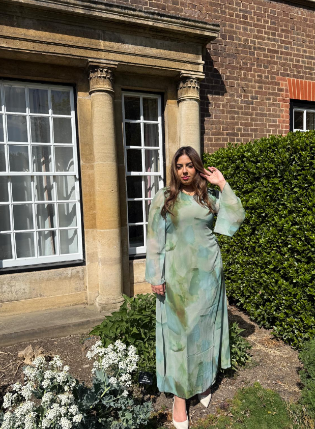 Plus tie back chiffon dress in mint tie dye