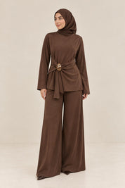 Modest co ord with trim  in brown espresso