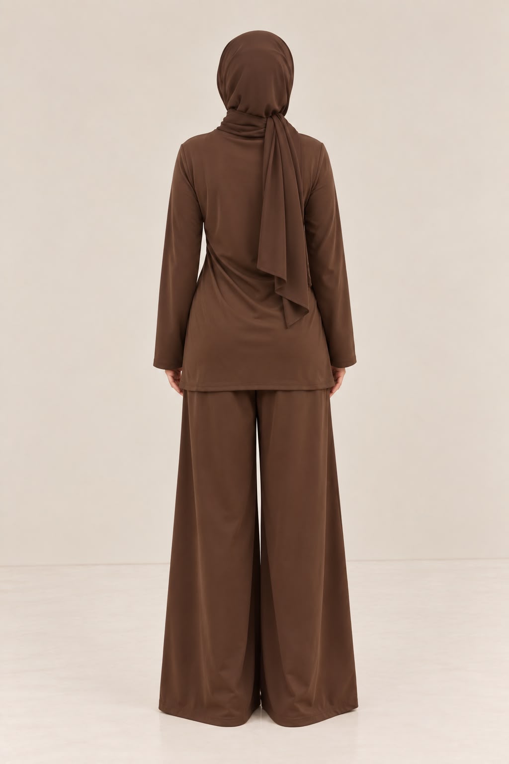 Modest co ord with trim  in brown espresso