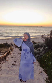 Tie back chiffon dress in blue tie dye