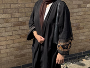 Embroidery cuffed abaya