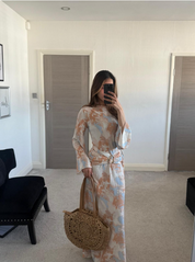 Trim detail woven maxi dress in ombre
